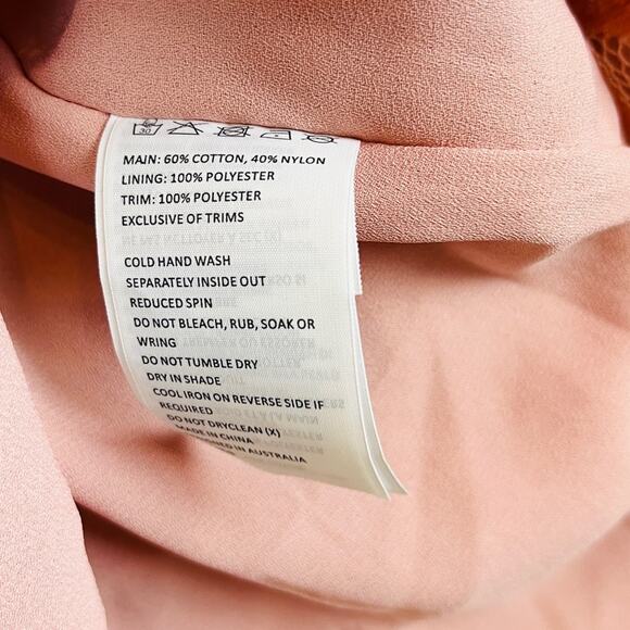 BARDOT Dusty Pink Lace Romantic Tiered Ruffle Mini Dress Cocktail Wedding SMALL - Picture 10 of 10